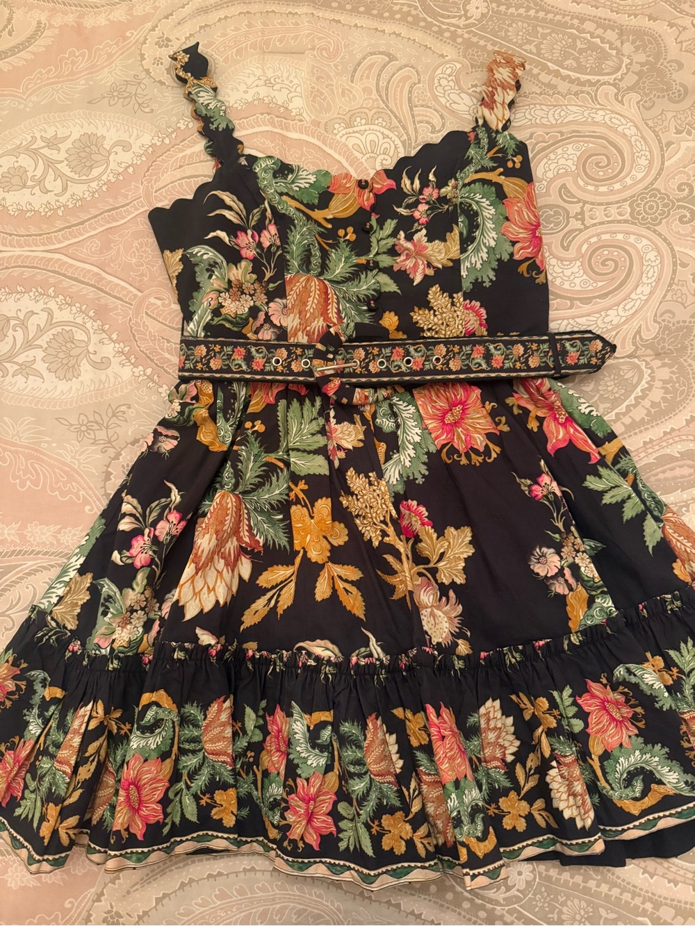 Hemant & Nandita x Revole Floral Black Sundress with Pink & Green Bloom Print - Picture 4 of 6